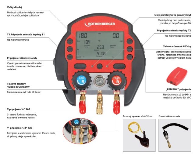 ROTHENBERGER ROCOOL 600 digitální manometr s teploměrem