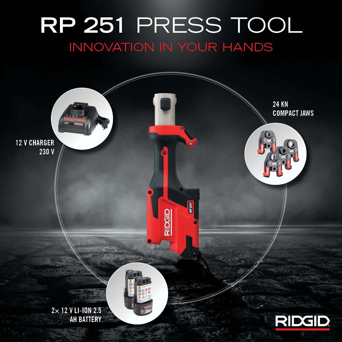 RIDGID Mini Lisovacie kliešte RP 251 + 3x čeľuste V15+22+28